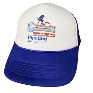 The Pipeline Shop Hat Cap Snap Back Mens One Size Blue Trucker Patriotic USA